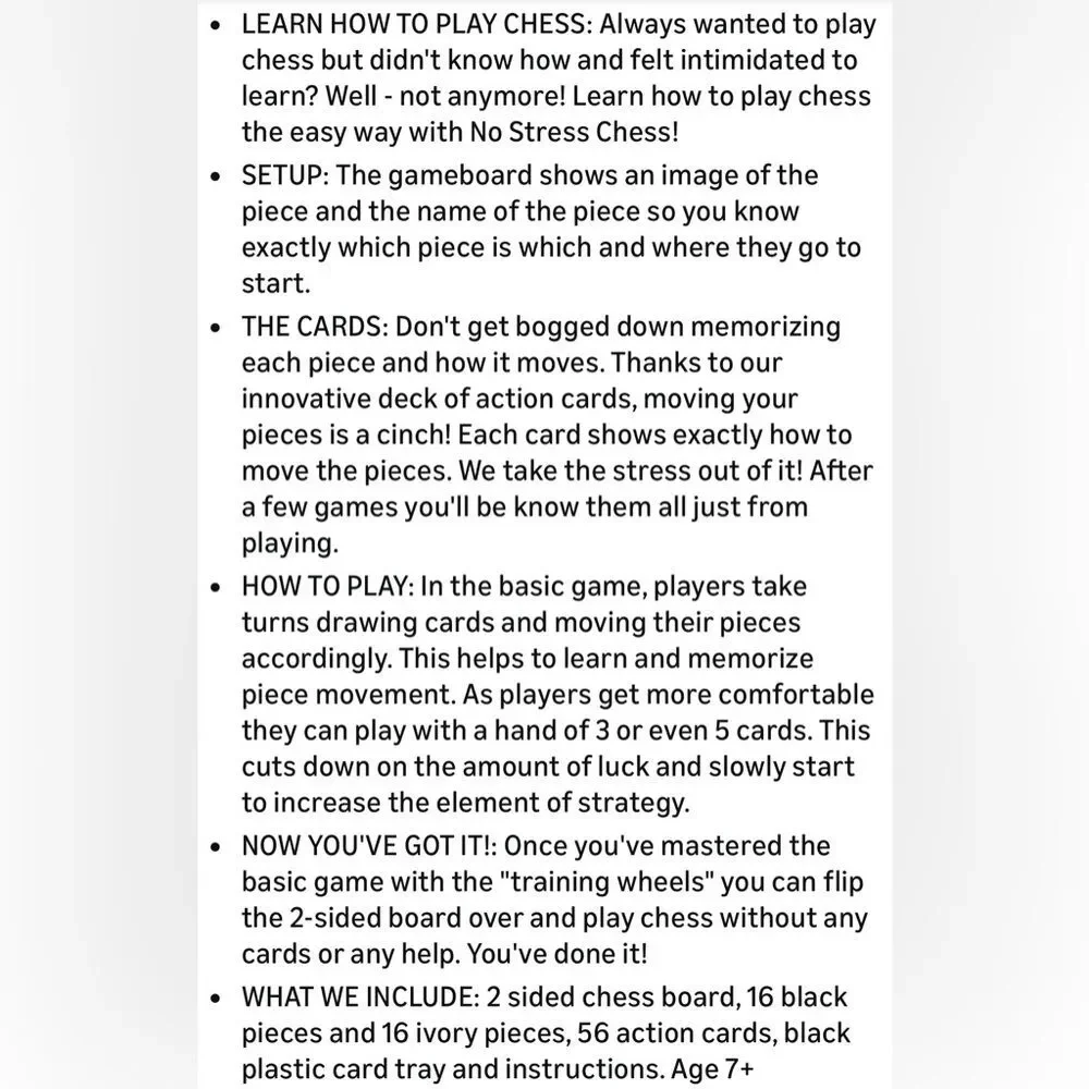 No Stress Chess Kids Children’s Screen-free Learning Games. Chess Teaching Game.